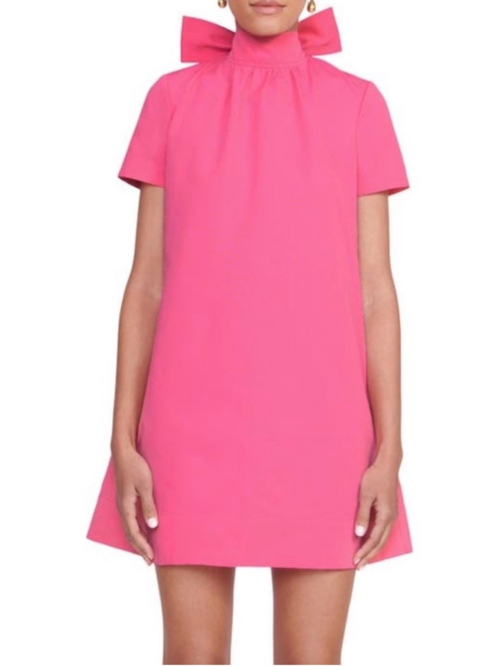 Bright Pink Bow-Back Short Sleeve Dress